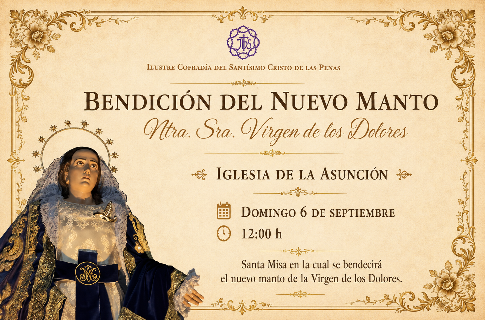 Bendición del nuevo manto de la Virgen de los Dolores