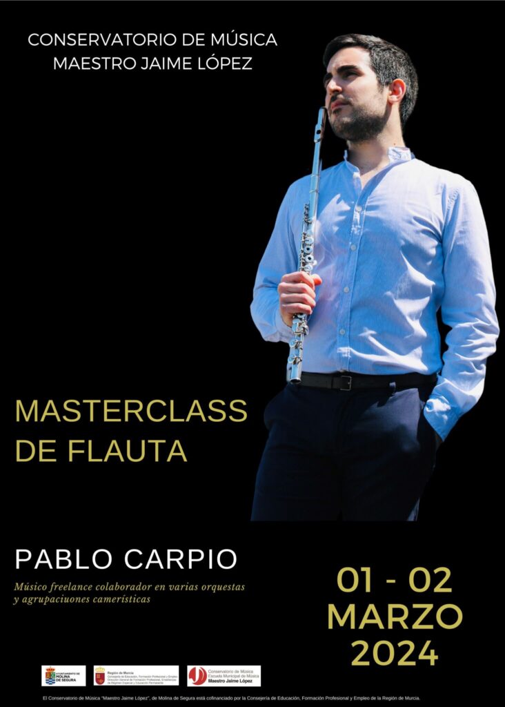 Conservatorio Música Molina Master Class de flauta travesera Días 1y2mar24 CARTEL
