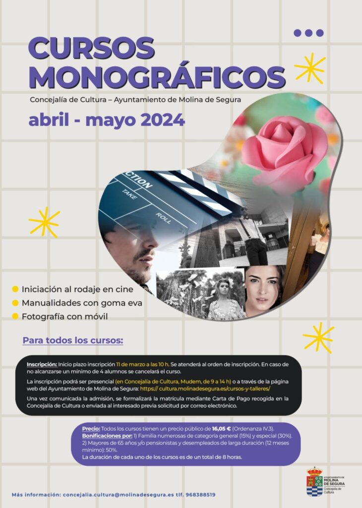 Cultura Molina Cursos monográficos abril mayo2024 Plazo inscripción CARTEL
