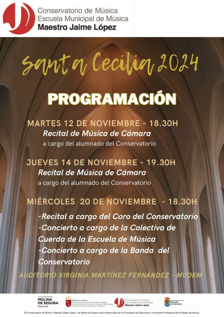 Conservatorio Música Molina Actividades Santa Cecilia 2024 Días 12 al 20 CARTEL